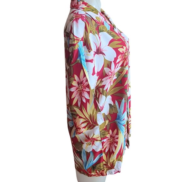 Men's Vintage Hawaiian Shirt Medium Floral Aloha Hut 100% Rayon 1990's Buttery - Picture 4 of 6